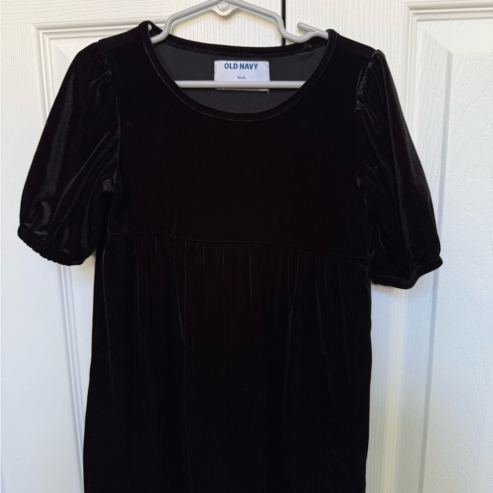 Kids Old Navy Black Silky Velvet Dress